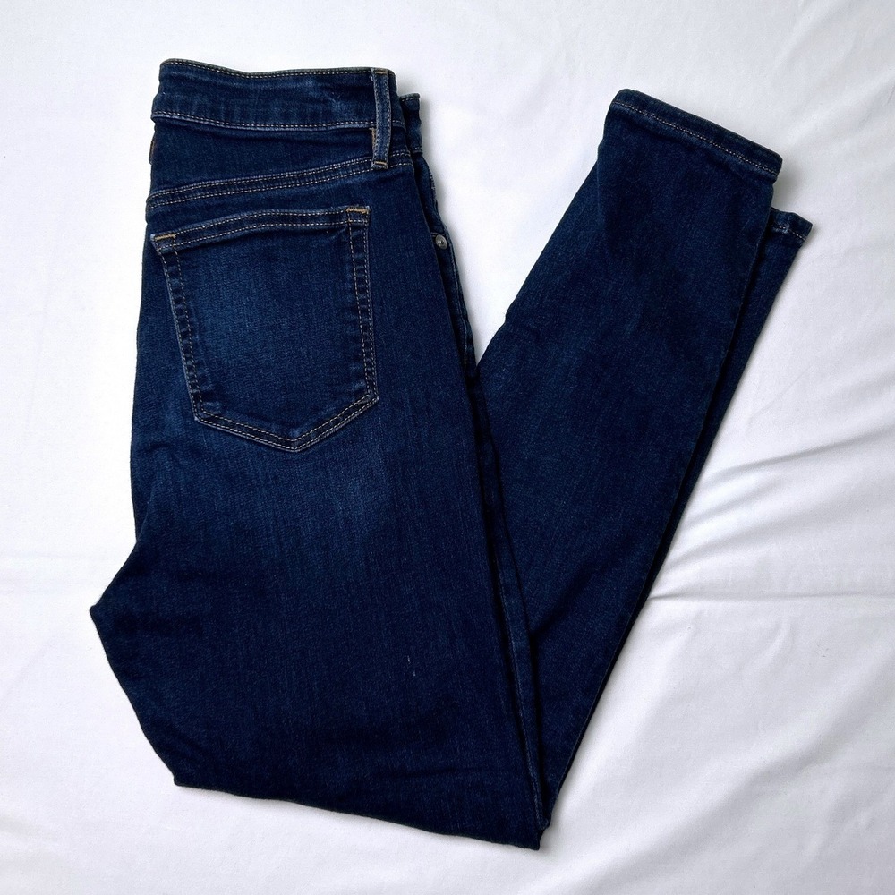 LOFT Women Curvy Skinny High Rise Stretch Denim Jean Size 27/4P Dark Blue Casual